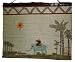 Hand Made Blue Elephant Ride rPicture - Natural Jute Weave Wall Hanging Folk Art