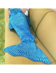 Home: LAGHCAT Mermaid Tail Blanket Crochet and Mermaid Blanket for adult,Summer Super Soft Sleeping Bags(71"x35.5")Blue - LAGHCAT