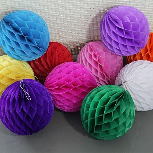 CYNDIE decoration 8" Chinese Honeycomb Balls Balloons Paper Lanterns Wedding Birthday Party Decor Light Purple
