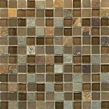 Glass Tile and Stone Slate Mosaic Backsplash 12