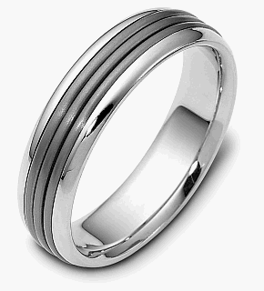 5.5mm Titanium and Platinum Wedding Band Ring