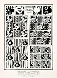 1929 Print Bird Motif Graphic Design Pattern Decorative Geometric Shape Pattern - Relief Line-block Print