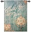 French Notes C'est La View Fine Art Tapestry Wall Hanging Rod and Finials 26x36