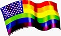 Gay Pride Flag Waving with Pink Triangles - Sticker / Decal