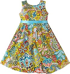 Girls Cotton Floral Print Belted 2015 Party Dress 