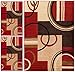 Wheelhouse Modern Abstract Geometric Contemporary Multi Red Beige Ivory Brown Green 3-Piece Living Dining Room Entryway Bathroom Kitchen Ultra Value Area Rug Set 5x7 Bonus 2x3 Mats