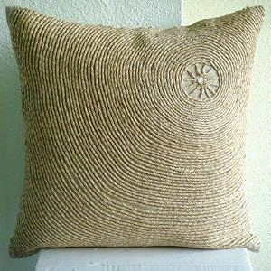 Back To Earth - Throw Pillow Covers - Linen Pilllow Cover with Jute Embroidery