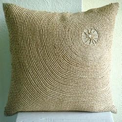 Back To Earth - Throw Pillow Covers - Linen Pilllow Cover with Jute Embroidery