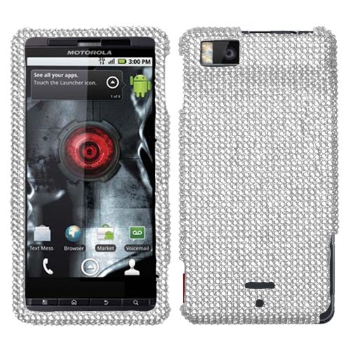 Get Gifts – Motorola Droid X MB810 Full Diamond Bling Graphic Case – Silver (free Special ESD Shield Bag)