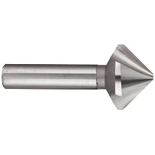 Magafor 437 Series Cobalt Steel Single-End Countersink, Uncoated (Bright) Finish, 3 Flutes, 90 Degrees, Round Shank