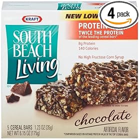 South Beach Living High Protein Cereal Bars, Chocolate, 5-Count Bars (Pack of 4)