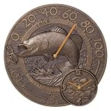 Antique Copper Bass Thermometer and Clock Combo