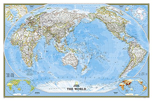 world classic pacific centered laminated national geographic reference map