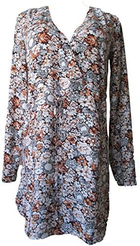 HiCollection Loose Fit Long Sleeve V Neck Casual Shift Dress Adjustable Belt Yellow Large