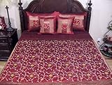 5p Embroidered Sari Indian Bedding Set Bedspread Queen