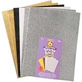 Darice 106-2318 6-Pack Foamies Sticky-Back Glitter Sheet, Neutral, 9 by 12-Inch
