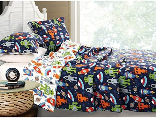 Greenland Home Fashions Robots In Space Quilt Set