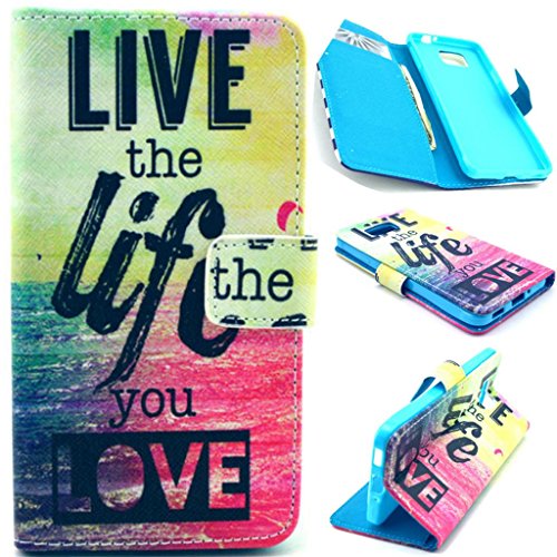 Galaxy Alpha Case,Gift_Source Brand Live The Life You Love - PU Leather Wallet Case Soft TPU Cover Skin Card Slots Case Cover for Samsung Galaxy Alpha SM-G850