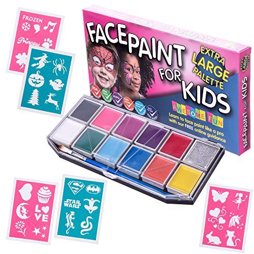 Face paint kit with 30 stencils (xx-large) best quality face pain…