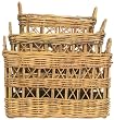 Natural Rattan Rectangle Baskets Set / 3 Large = 24 1/2" x 20 X 14 1/2"H