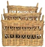 Natural Rattan Rectangle Baskets Set / 3 Large = 24 1/2" x 20 X 14 1/2"H