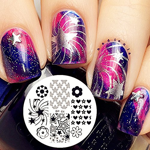 Born Pretty Nail Art Stamping Template Image Plate Star Flower BP64