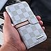 RAYTOP Luxury Brand Designer White Gray Checks Leather Cases for Apple iPhone 6 6s Women Girls Men Classy Classic Plaid Checker Striped Cheap High Quality