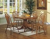 5PCS Country Solid Oak Nostalgia Dining Table & 4 Chairs Set