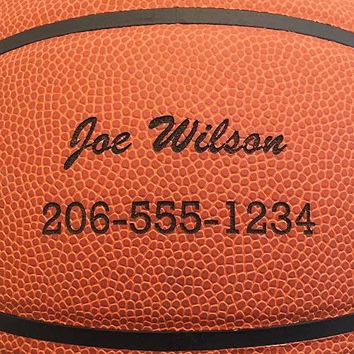 Personalized Basketball - Baden Game Approved Basketball - Your Name and Phone Permanently Laser Marked - 28.5" "Team" Ball with Script Font