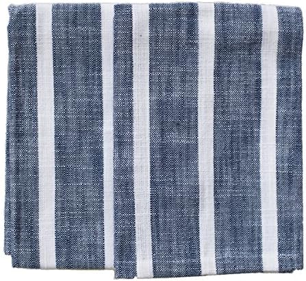 Rue Montmartre Dobby Stripes Blue/White Kitchen Towels (Set of 2) 20" x 28" (51cm x 71cm)