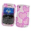 RIM BlackBerry Curve 3G 9300 (T-Mobile) & Gemini Curve 8520 & 8530 Snap-on Protector Hard Case Rhinestone Cover "Pink Love" Design
