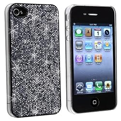 Black Bling Rubberized Hard Slim Case Compatible With iPhone 4 G OS