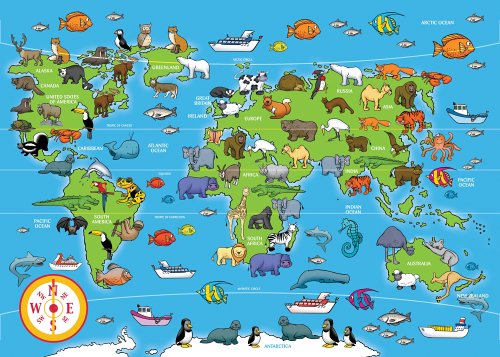 Childrens Toyshop  Toys : Ravensburger Puzzle 60 Pieces Animals of the World Giant Floor Puzzle