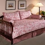 4pc Southern Textiles Jolie Red Toile Daybed Comforter Cover Bedding Set