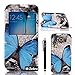 Galaxy S6 Case,S6 Case,M-Zebra Premium PU Flip Leather Window View Design Display Caller ID Time Table Case Cover for Samsung Galaxy S6,with Screen Protectors+Stylus+Cleaning Cloth (Blue Butterfly)