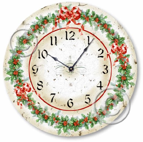 Item C1408 Vintage Style Christmas Holly Clock