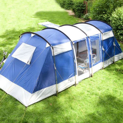 Skandika Montana 6 Tente de camping tunnel familiale pour 6 personnes Bleu 650 x 240 cm