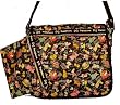 Designer Handbag - Puppy Love Design Messenger Bag (Dog Print Purse) Matching Zipper Accessory Holder - Black