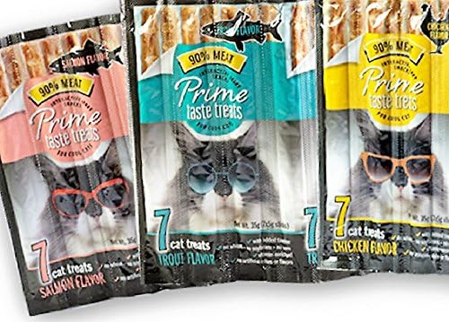 Prime Taste Treats for Cats - Pack of 3 Flavors : Trout + Salmon + Chicken