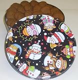 Gourmet Food : Scott's Cakes 2 1/2 lb. Christmas Ginger Snap Cookies in a Happy Snowman Tin