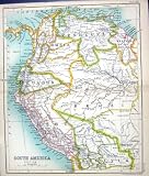 ANTIQUE MAP c1901 SOUTH AMERICA ECUADOR COLOMBIA VENEZUELA BRAZIL BOLIVIA