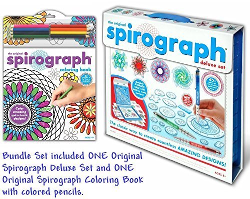 Kahootz Spirograph Deluxe Design Set with Spirograph Coloring Book & Pencils Kit by Kahootz