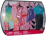 Barbie 2008 Doll Cloth Trendy Party Outfits with Sunglass, Bracelet, Handbag, 1 Pair of High Heel Shoes and 3 Dresses (Blue/Green, Pink and Lavender Color) for Barbie Plus Blue Shirt, Denim Pants, 1 Pair of Snicker Shoes and Cocktail Glass for Ken