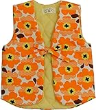 和風キルトベスト マリメッコ柄 ベビー&キッズ 日本製 (90cm, オレンジ)
