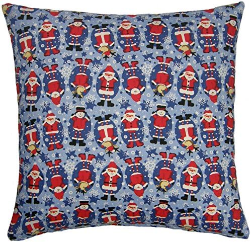 FILLED SANTA & RUDOLF BLUE SNOWFLAKE CHRISTMAS 43CM CUSHION PILLOW SHAM MADE IN THE UK *CT*
