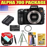 Sony Alpha 700 Body, 4 GB Memory Stick, USB 2.0 Card Reader, Extra NP-FM500H Equivalent Battery, Screen Protectors, Tripod, Wire Tripod with Lens Cleaner and Tissue, Lens Pen, UV Filter