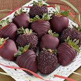 12 Valentine's Day Dreamy Dark Chocolate Covered Strawberries - FREE OVERNIGHT Shipping