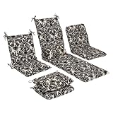 Outdoor Patio Black/White Floral Cushion & Pillow Collection