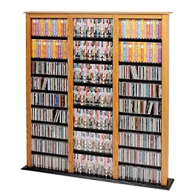 Oak/Black Triple-Width Barrister Tower