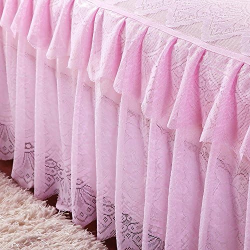 Bed Skirts Pink Princess Lace Mattress Cover Queen King Size Bedding (Queen: W150cm X L200cm(59''* 79''))